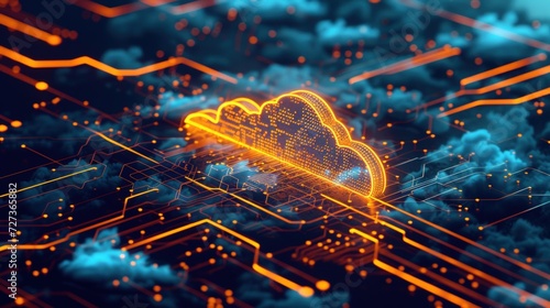 Cloud computing and network security concept. Generate AI image