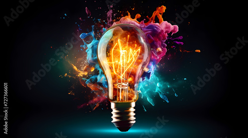 Abstract human brain or light bulb, creative PPT background