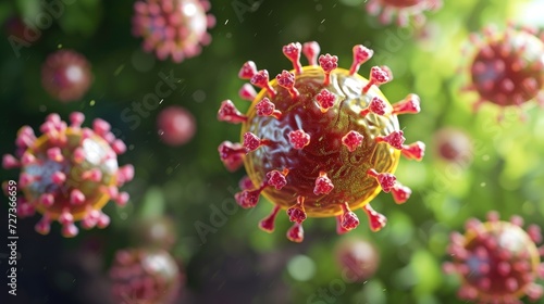 3D illustration of the Hepatitis virus.