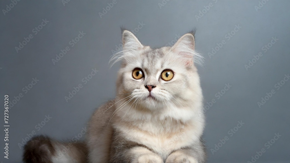 Obraz premium Cat in studio on gray background