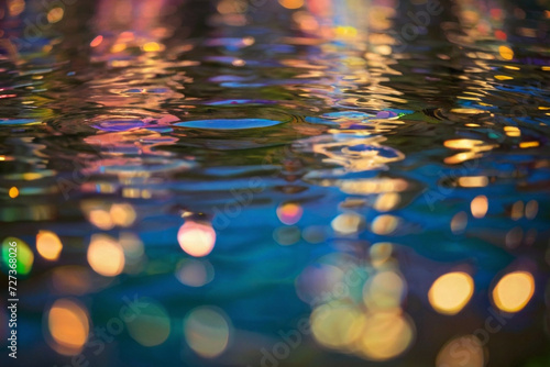 Abstract Bokeh Patterns in a Reflective Lake of Whimsy, multicolor, bokeh