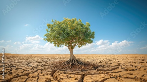 Climate change takes a toll on a struggling tree in dry soil.