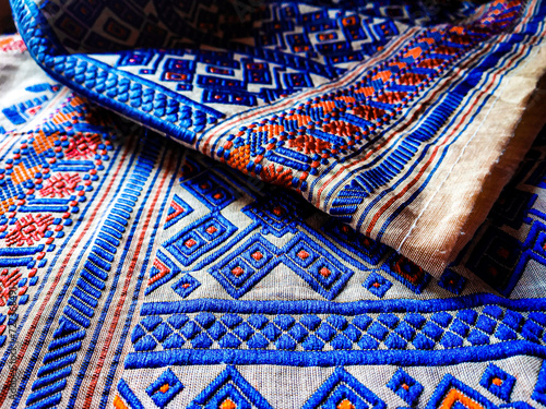 tribal pattern or ethnic pattern is used for assam motif design or muga silk of assam. similar to ukrainian pattern or russian  pattern. photo