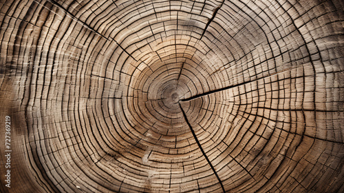 Close up end grain tree stump wood rings pattern