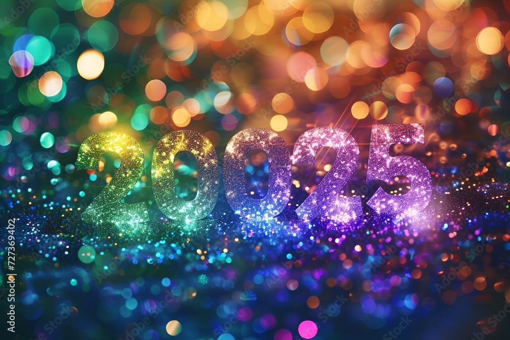 2025 New Year Glitter Colorful Background, Celebration, Happy New Year, VIbrant Background 2025