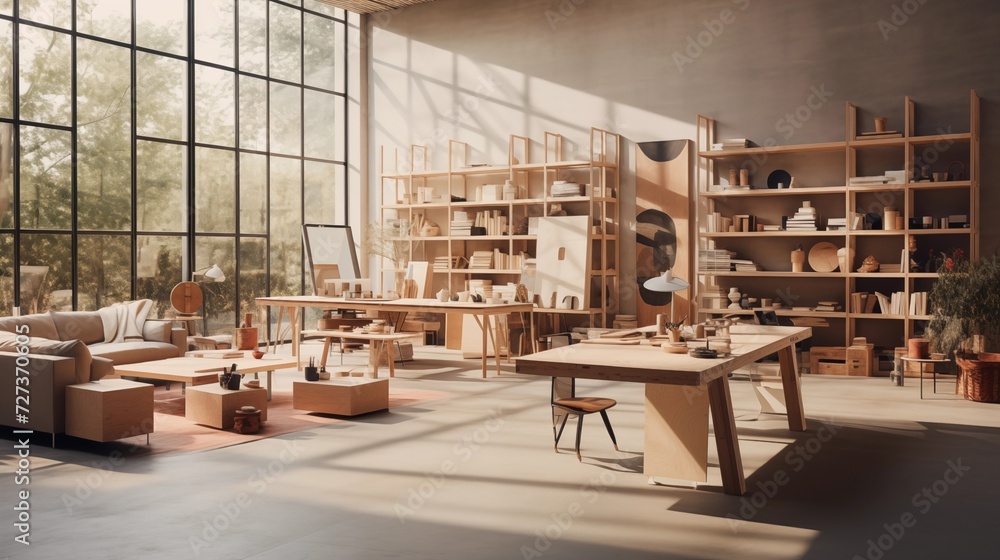 Opt for flexible and modular furniture that can be rearranged to accommodate different art projects and workspacesar Opt for flexible and modular furniture that can be rearranged to accommodate different art projects and workspacesar