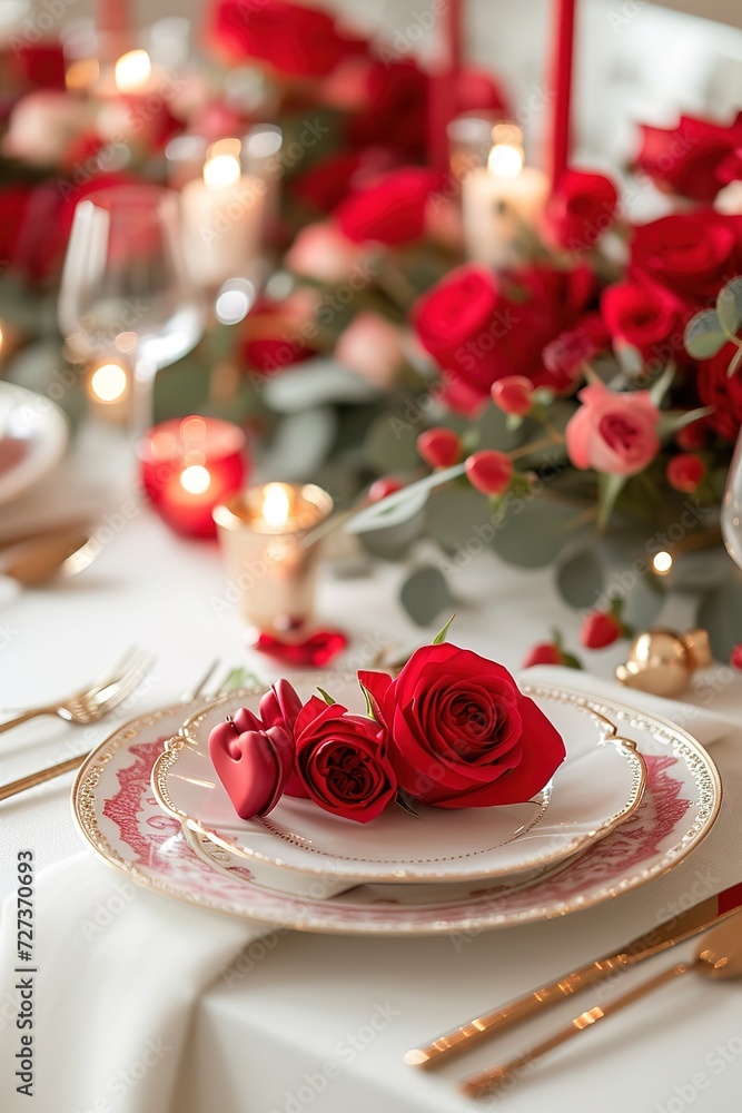 Valentine's Themed Dining Setup with Heart-Shaped Decor Valentine's Themed Dining Setup with Heart-Shaped Decor