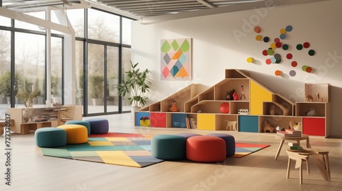 Opt for modular and versatile furniture that can be rearranged to create different play zones for creative activitiesar