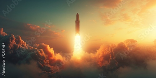 A Colossal Cargo Rocket Takes Flight, Propelling Towards Infinite Heights. Сoncept Space Exploration, Future Of Aerospace, Rocket Technology, Mission To The Stars