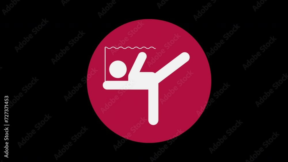 Pictograma de los Juegos Olímpicos de lado derecho con el deporte gimnasia rítmica con alpha en un circulo rojo Pictograma de los Juegos Olímpicos de lado derecho con el deporte gimnasia rítmica con alpha en un circulo rojo