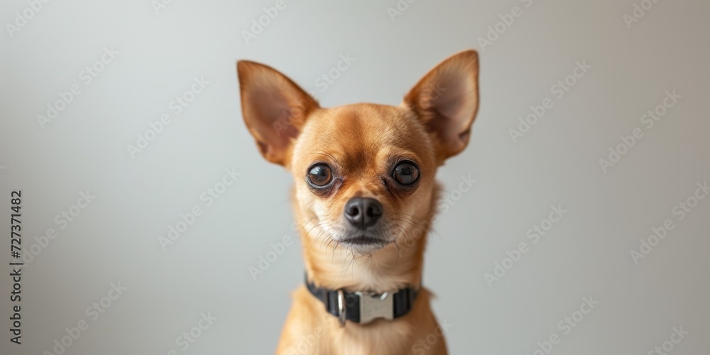 A Small Chihuahua Dog Posing Elegantly Against A Clean White Backdrop. Сoncept Pet Portraits, Elegant Poses, Chihuahua Photography, White Backdrop, Small Dog Photography