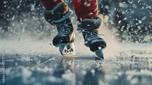 Wallpaper Mural Hockey players legs wearing skates on ice rink of sport arena Torontodigital.ca
