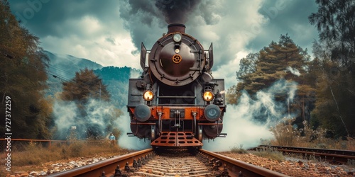 Antique Steam Locomotive Captured With Nostalgic Vibes Through Vintage Filter. Сoncept Candid Street Photography, Urban Landscapes, Artistic Architecture, Intimate Portraits