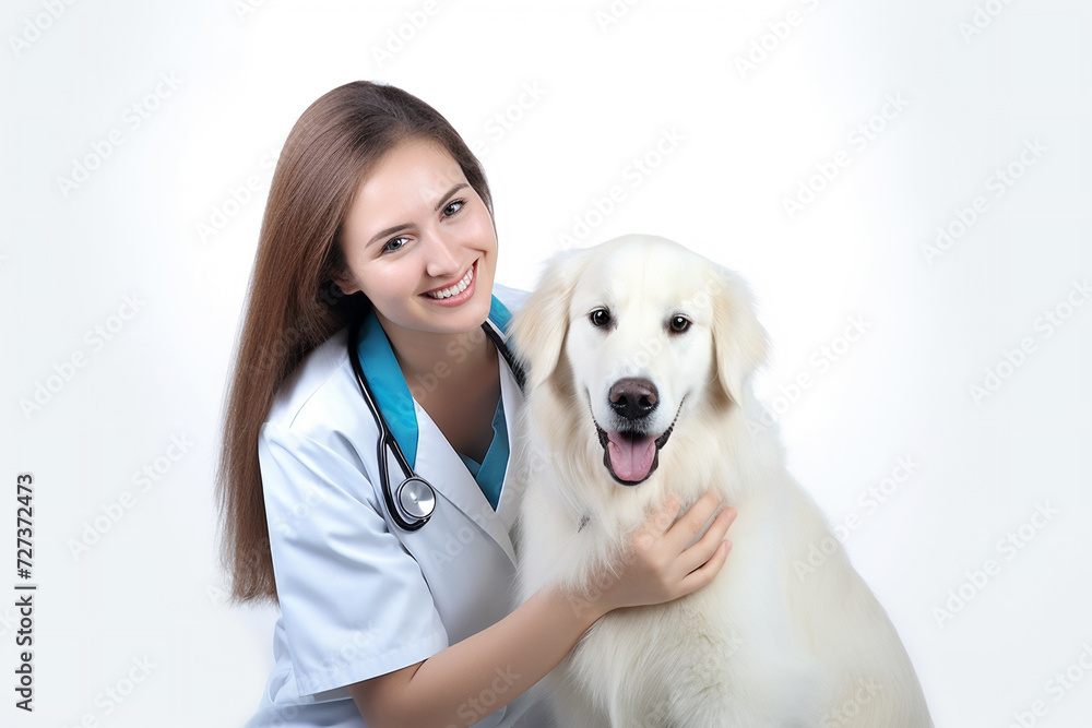 veterinar with dog. AI Generative.