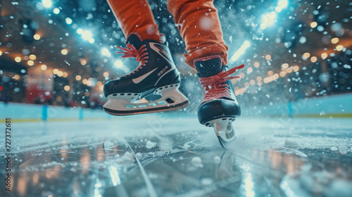 Wallpaper Mural Hockey players legs wearing skates on ice rink of sport arena Torontodigital.ca