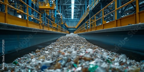 Cuttingedge Waste Management Center Features Innovative Technology For Effective Waste Disposal. Сoncept Waste Sorting Robots, Advanced Recycling Systems, Energy Recovery Solutions