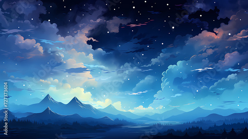 Sparkling starry night sky background © win
