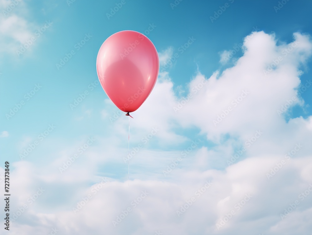 Fototapeta premium Balloon Lifting Off Aspiration and Freedom Isolated on White Background AI Generated