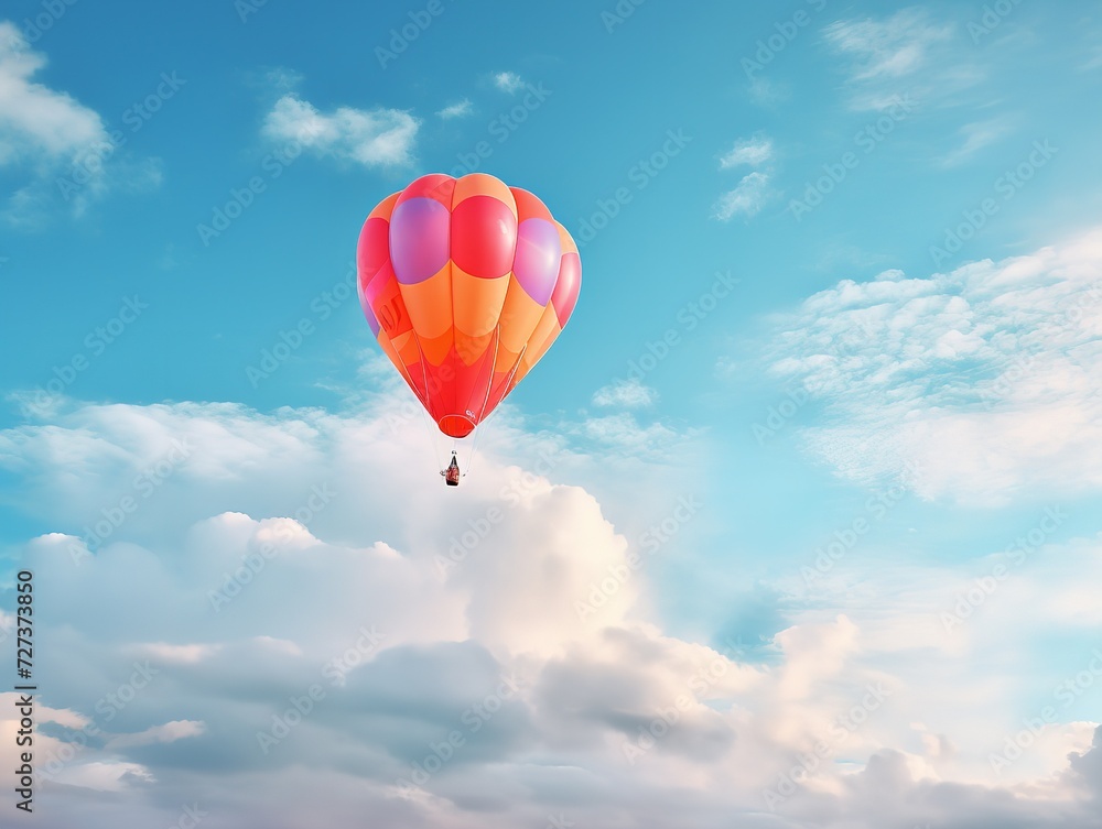 Fototapeta premium Balloon Lifting Off Aspiration and Freedom Isolated on White Background AI Generated