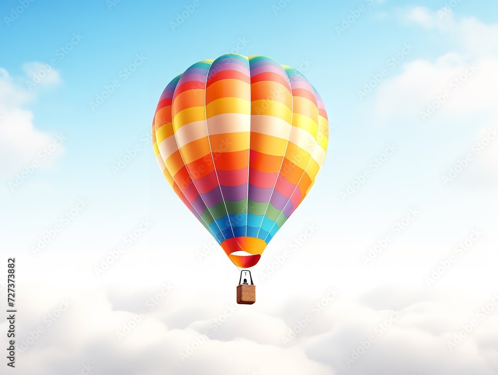Fototapeta premium Balloon Lifting Off Aspiration and Freedom Isolated on White Background AI Generated