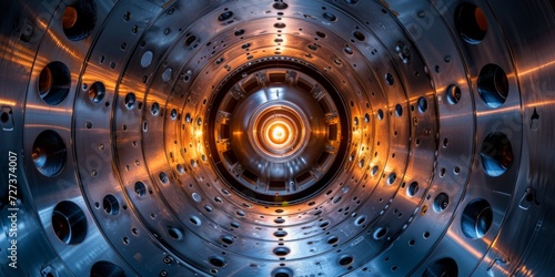 Exquisite Detail Of Wastetoenergy Plant's Combustion Chamber, Generating Heat And Electricity. Сoncept Waste-To-Energy Technology, Combustion Chamber, Heat And Electricity Generation photo