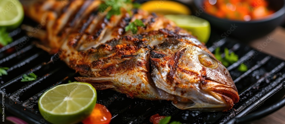 Deliciously spiced grilled tilapia, perfect for solo enjoyment or family meals. Deliciously spiced grilled tilapia, perfect for solo enjoyment or family meals.