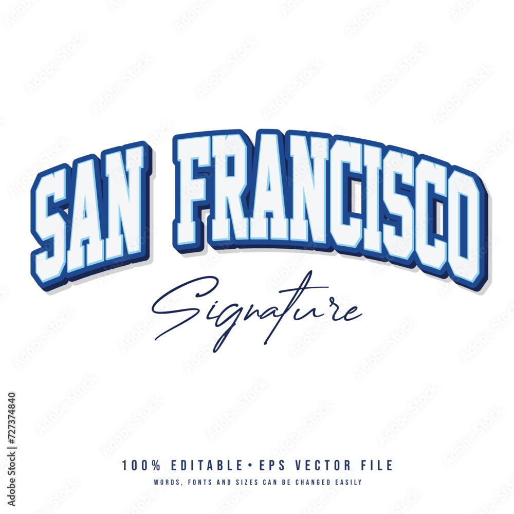 San Francisco text effect vector. Vintage editable college t-shirt design printable text effect vector