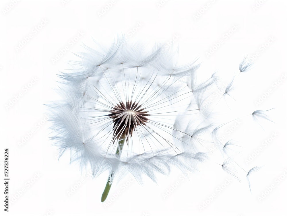 Dandelion with Seeds Blowing Change and Renewal Isolated on White Background AI Generated