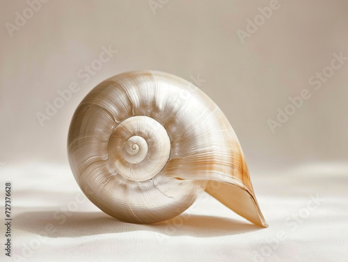 Beautiful seashell, beige background