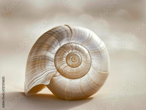 Beautiful seashell, beige background