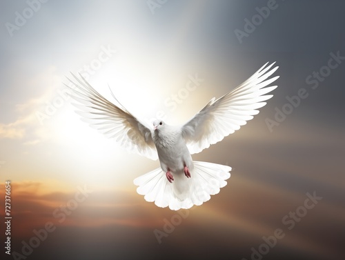 Dove in Flight Freedom and Hope Isolated on White Background AI Generated