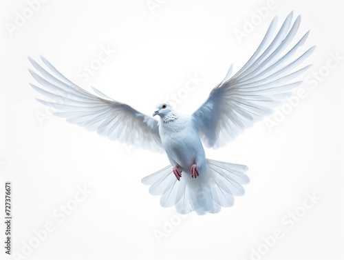 Dove in Flight Freedom and Hope Isolated on White Background AI Generated © VisualMarketplace