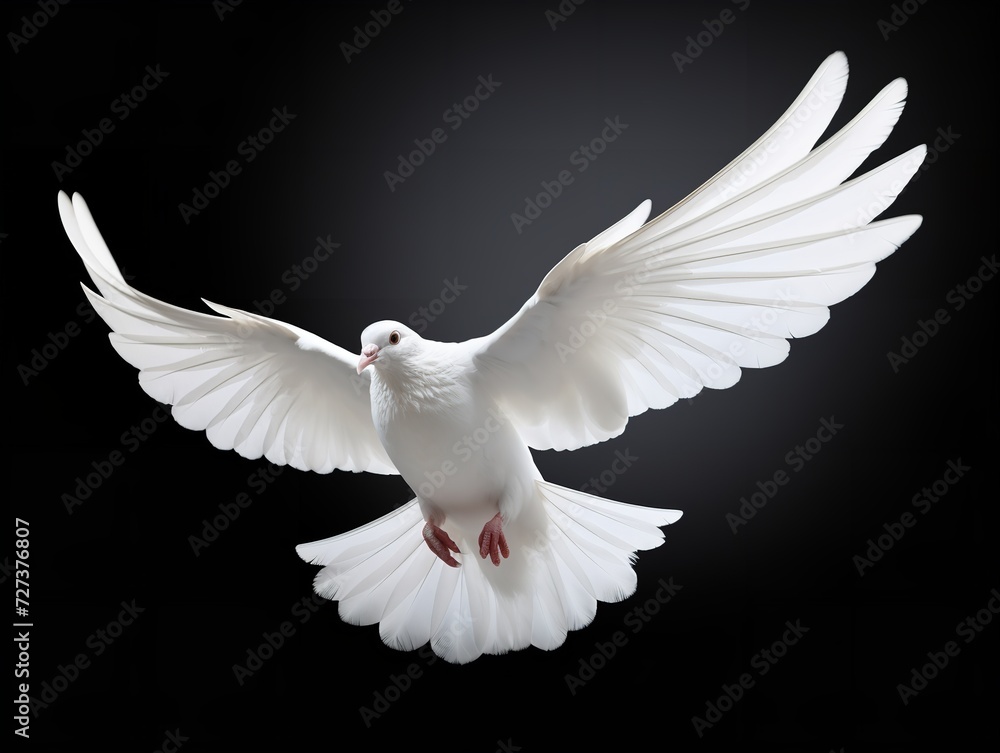 Obraz premium Dove in Flight Freedom and Hope Isolated on White Background AI Generated