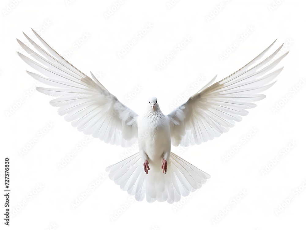 Dove in Flight Freedom and Hope Isolated on White Background AI Generated Dove in Flight Freedom and Hope Isolated on White Background AI Generated