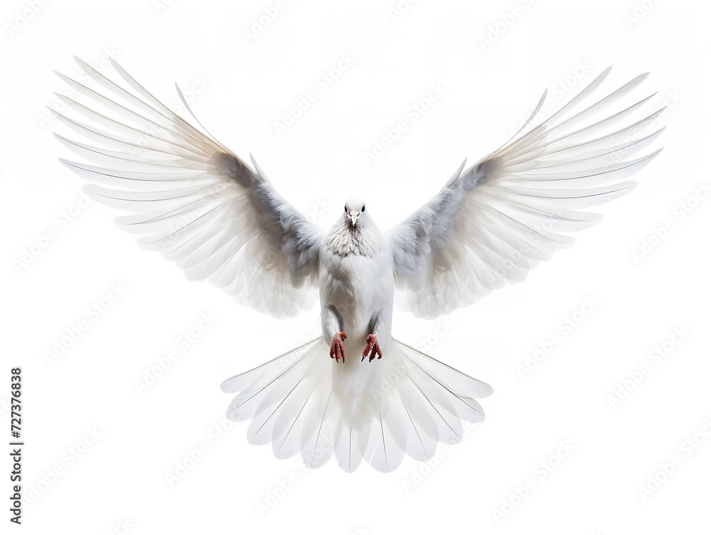 Naklejka premium Dove in Flight Freedom and Hope Isolated on White Background AI Generated