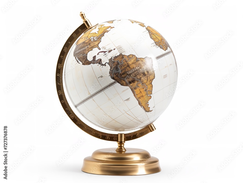Globe on a Stand World Exploration Isolated on White Background AI Generated