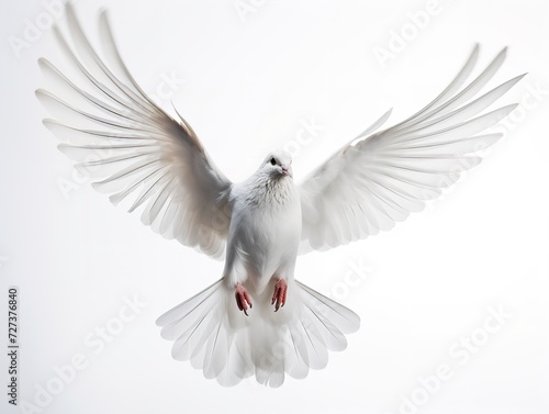 Dove in Flight Freedom and Hope Isolated on White Background AI Generated © VisualMarketplace