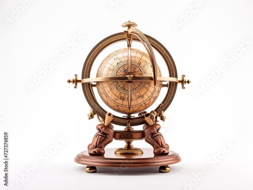 Globe on a Stand World Exploration Isolated on White Background AI Generated
