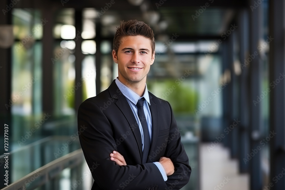 Well confident business man on his office Well confident business man on his office