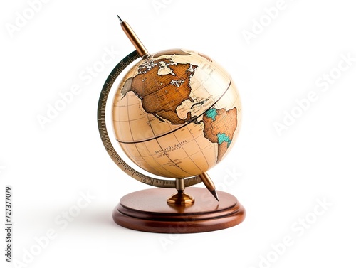 Obraz na płótnie Globe on a Stand World Exploration Isolated on White Background AI Generated w salonie