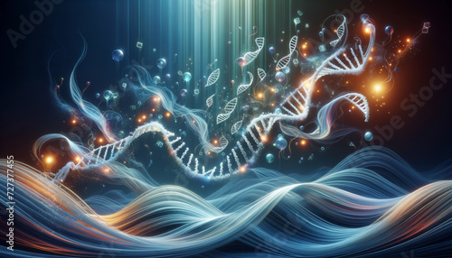 Surreal Epigenomic Symphony: Illuminated DNA Ribbons in Enigmatic Dreamscape
