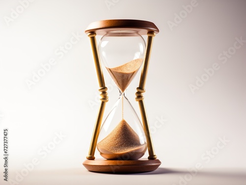 Hourglass with Gold Dust Value of Time Isolated on White Background AI Generated