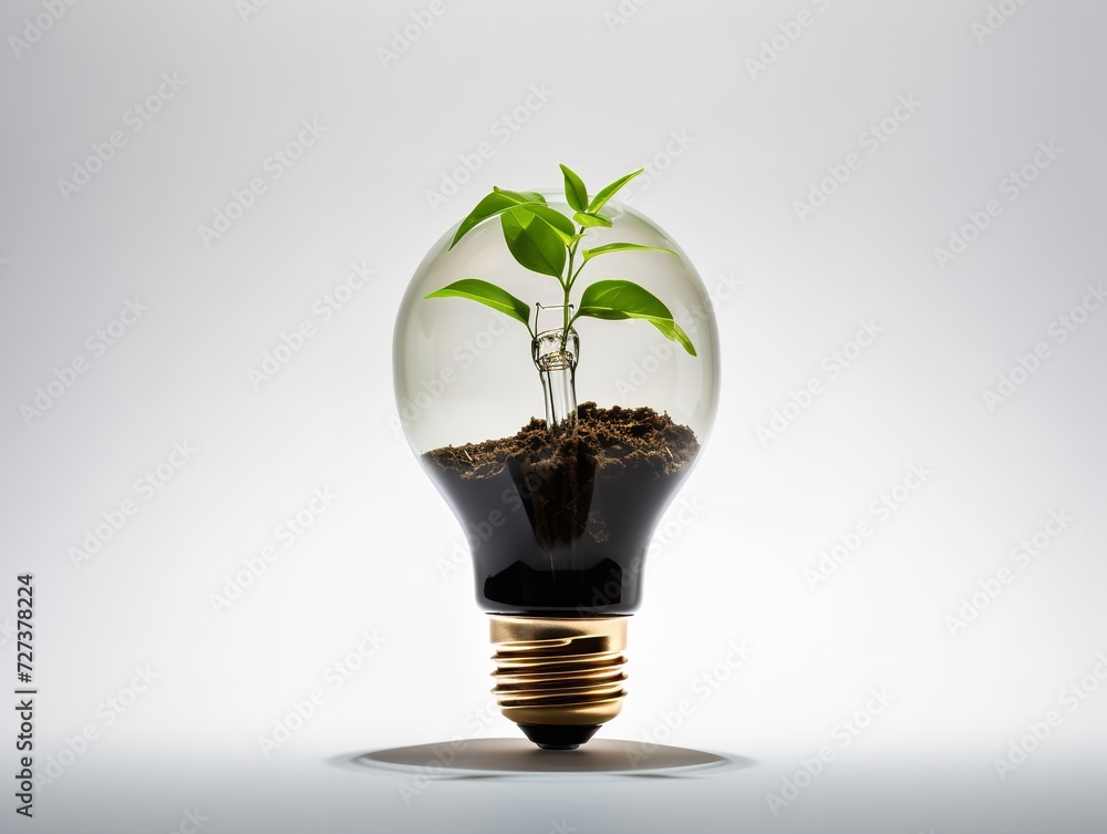 Lightbulb with Plant Growing Inside Innovation and Growth Isolated on White Background AI Generated Lightbulb with Plant Growing Inside Innovation and Growth Isolated on White Background AI Generated