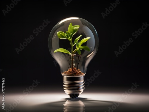 Lightbulb with Plant Growing Inside Innovation and Growth Isolated on White Background AI Generated