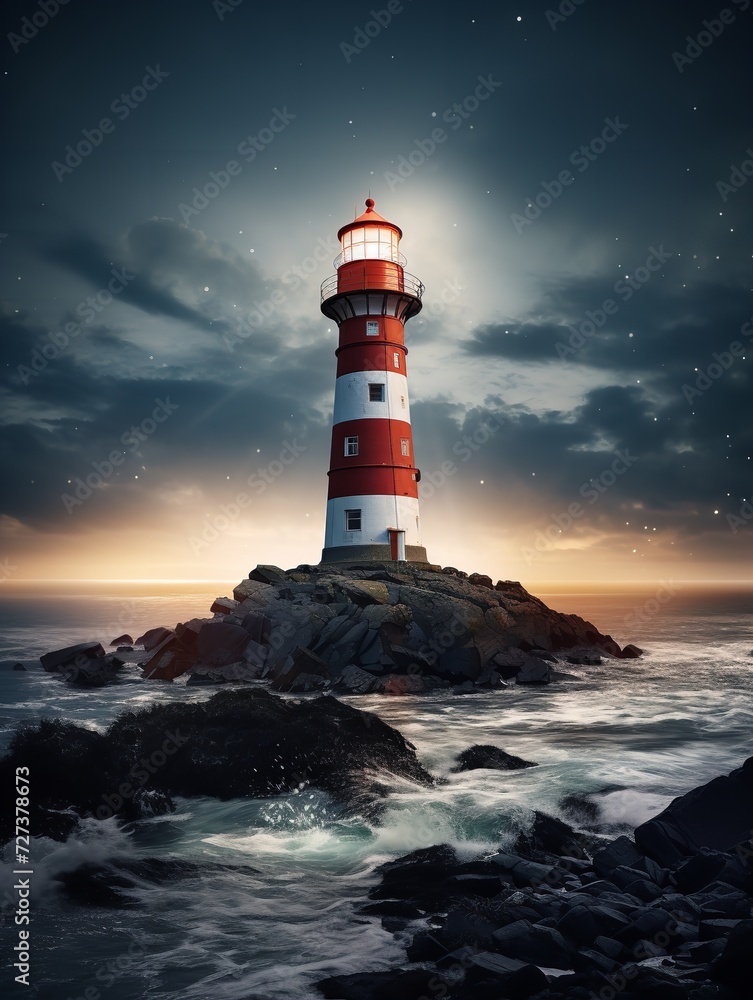 Lighthouse Shining Beam Guidance and Hope Isolated on White Background AI Generated Lighthouse Shining Beam Guidance and Hope Isolated on White Background AI Generated
