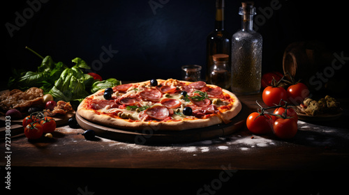 Italian Pizza fresh Food ingredients and spices