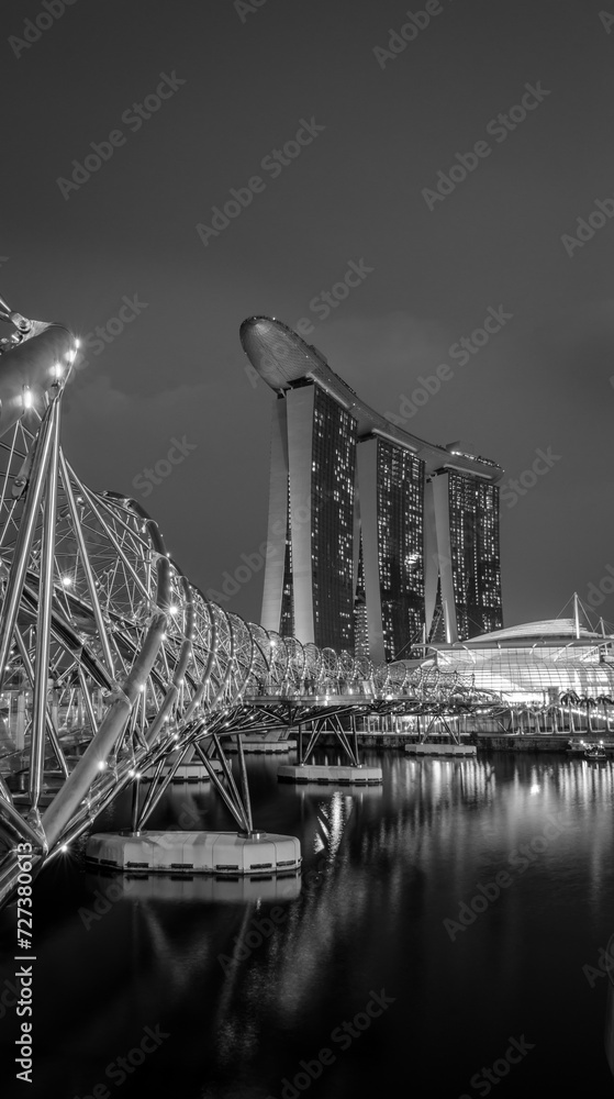 Naklejka premium Helix Bridge, a pedestrian bridge designed from form of the curved DNA structure.