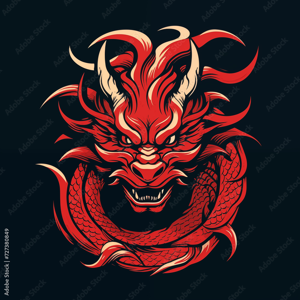 traditional red chinese dragon for chinese new year 2024, chinese logo ...