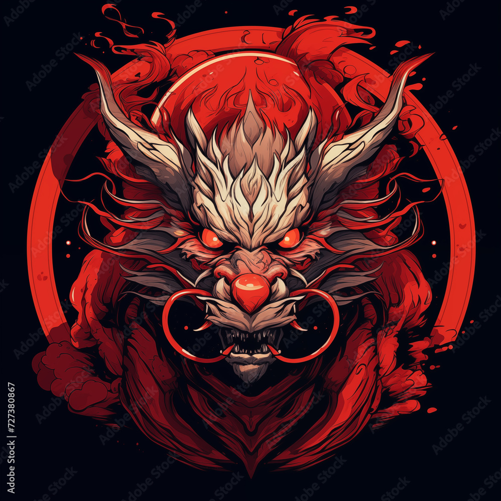 traditional red chinese dragon for chinese new year 2024, chinese logo ...