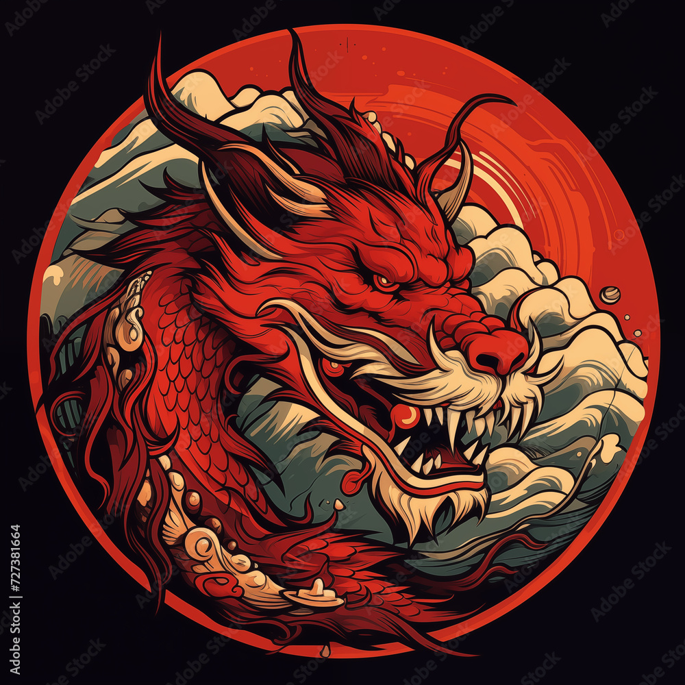traditional red chinese dragon for chinese new year 2024, chinese logo ...